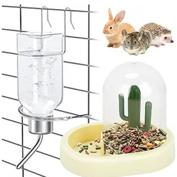 hannger Rabbit Food and Water Dispenser Set, Durable ABS Plastic, BPA-Free, No Drip, No Leak, Easy to Use and Clean, Suitable for Small Animals